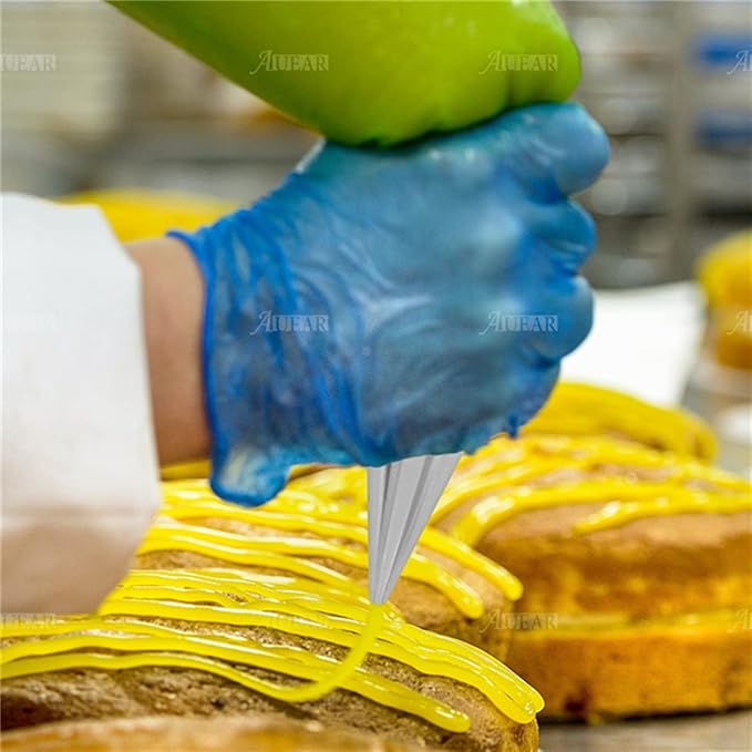 AUEAR, Cake Decorating Sugar Cookie Piping Tips 5 Writing Tube 1 Coupler 1 Silicone Pastry Bag (7 Pack)