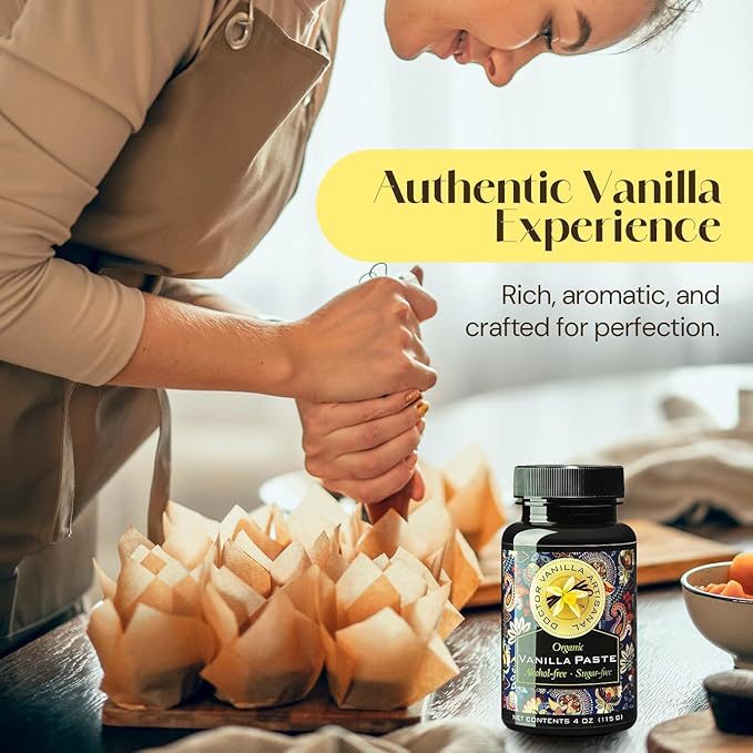 Organic Alcohol free Vanilla Paste - Bourbon, Madagascar, Kosher, Halal, non- GMO, Alcohol-Free, Sugar free, Gluten free, contains fresh vanilla powder