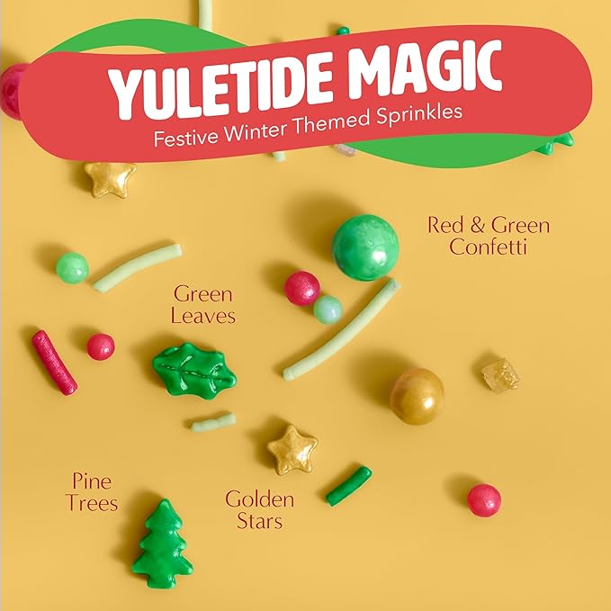 Charming Christmas Sprinkles for Cookie Decorating – Our Mix Includes Pretty Tree, Star & Ornament Sprinkles - For Holiday Cake Decorating (Yuletide Magic)