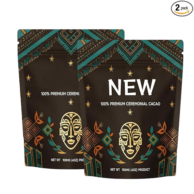 Ceremonial Cacao - 100% Pure Natural, Enhanced with Flavanol, Theobromine, Magnesium & Natural Flavonoids Blend, For Mental Clarity, Focus, Energy Boost & Mood Elevation, Zero Sugar(2 pack)