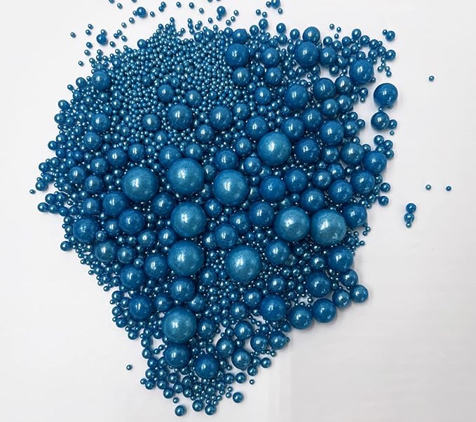 Sprinkles Edible Navy Rolay Blue Pearl Sugar Candy Cupcake Cake Topper 120g/ 4.2oz, Christmas Decorative Glitter Sprinkle Mix for Baking, Cake and Cookie Decorating