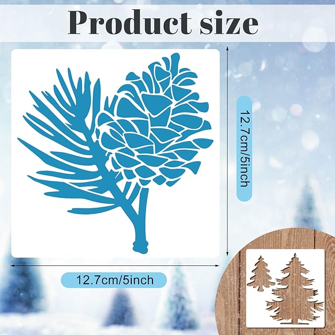 20 Pieces Christmas Pine Tree Stencils for Painting on Wood Canvas Winter Stencils Template Crafts Reusable Holiday Wall Home Decor