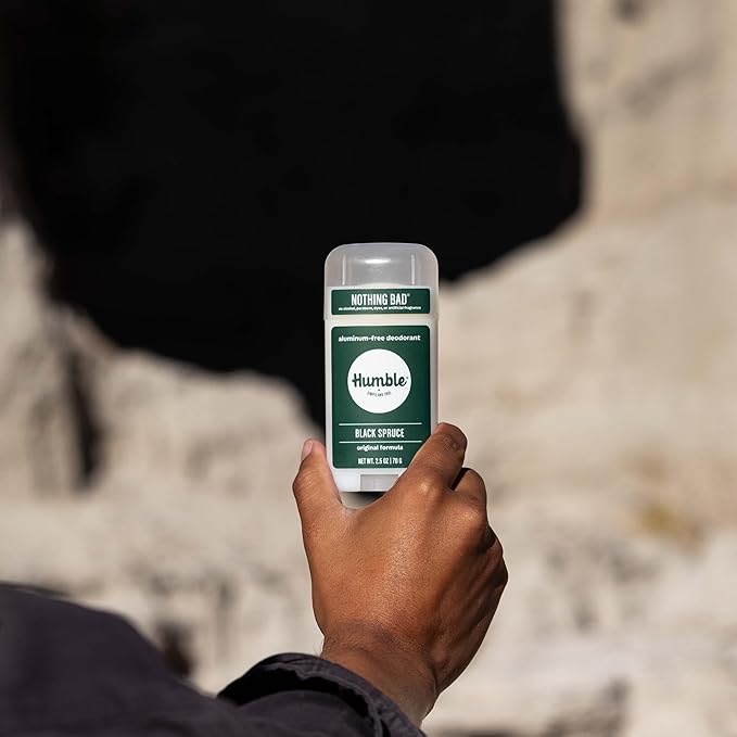HUMBLE BRANDS Original Formula Aluminum-free Deodorant. Long Lasting Odor Control with Baking Soda and Essential Oils, Black Spruce, Pack of 1
