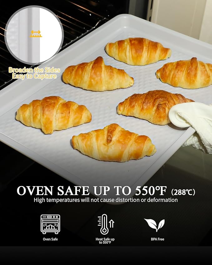 Nonstick Ceramic Baking Sheet With Rack, 2-Pack Half Sheet Pan, Non-Toxic, PTFE & PFOA Free, Warp-Free, Oven Safe 550°F, Dishwasher Safe, Aluminized Steel, Gray Yellow
