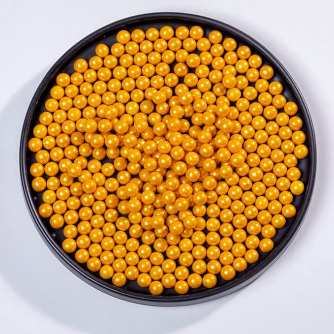 Gold Sprinkles,Cake Sprinkles,Cookie Sprinkles,Sugar Pearl, Edible Candy Pearls 7mm 130g 4.6OZ for Cake Cupcake Decorationg (Gold7mm)