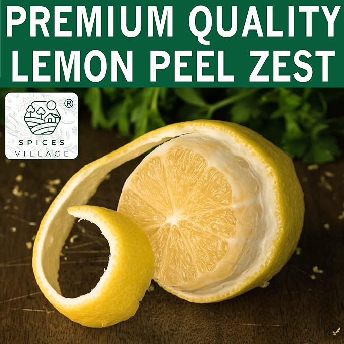SPICES VILLAGE Lemon Zest Powder, Natural Lemon Peel Powder for Baking, 4 oz, Cooking and Herb Tea - Certified Kosher, Gluten Free, Non GMO, Vegan, Resealable Bag