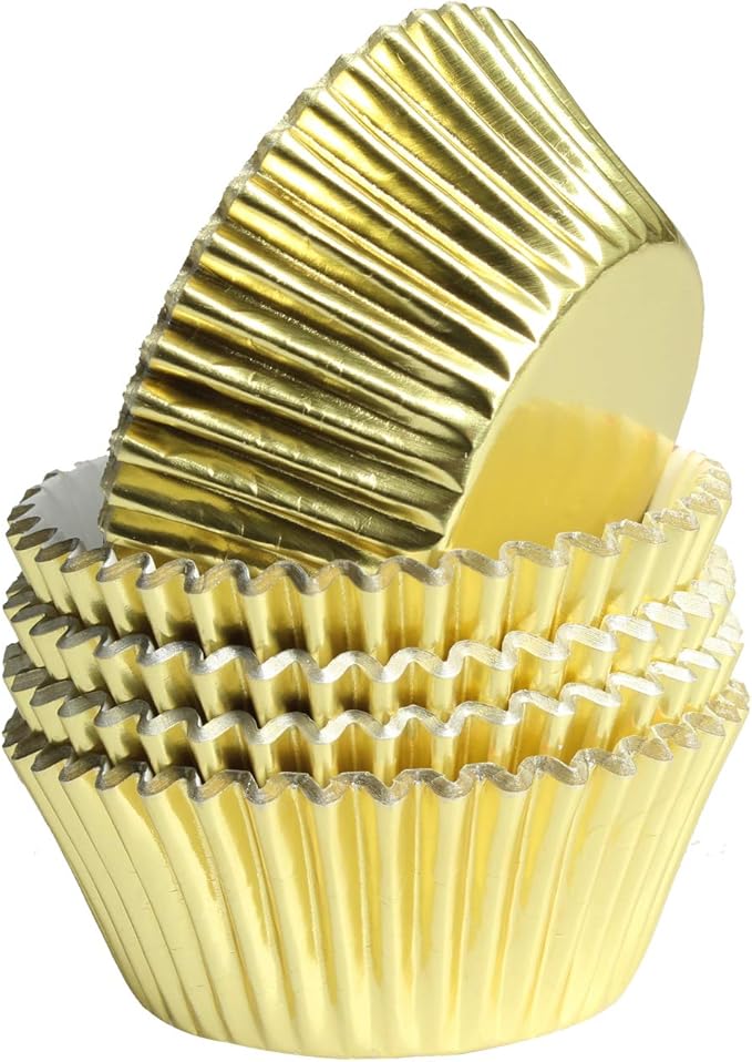 Gold-Foil Cupcake-Liners Paper-Baking-Cupcake,for Birthday Parties, Weddings,Standard Sized(pack of 100） …