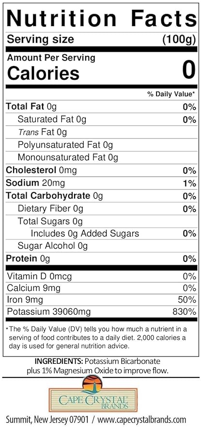 Potassium Bicarbonate 14-oz USP Food Grade Crystalline Powder - Baking Soda Substitute – Good Salt Alternative - Gluten Free, Non-GMO, Kosher Certified