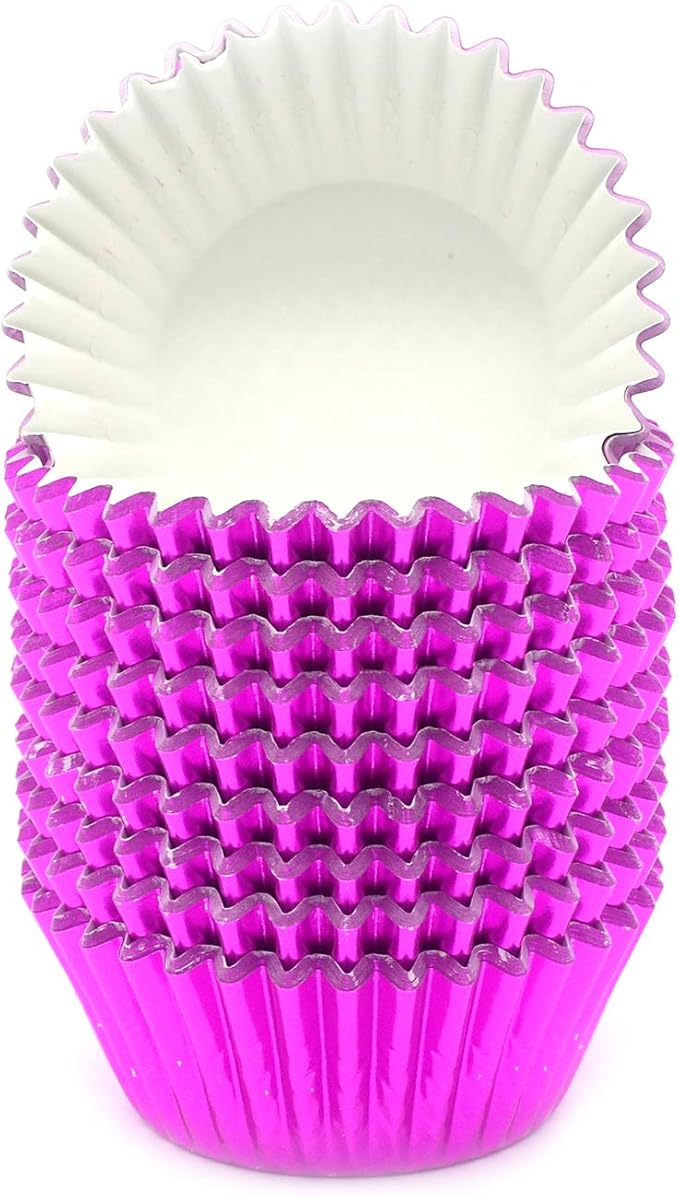 Standard Hot Pink Foil Cupcake Liners Muffin Baking Cups for Party and More, 200-Count
