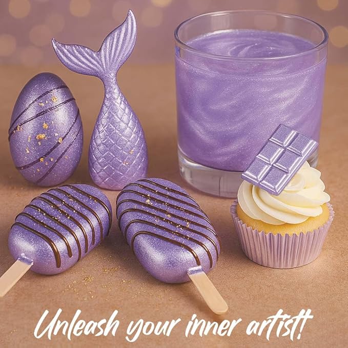 Luster Dust Edible Cake Decorations, Lavender Edible Luster Dust for Cupcake Decorations, Cake Drip, Lavender Edible Paint for Cakes and Light Purple Food Coloring, Edible Luster Dust for Drinks