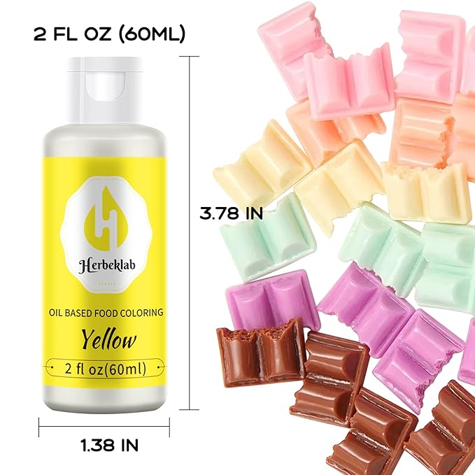 Yellow Oil Based Food Coloring – 2 fl oz Professional Grade Concentrated Oil Food Dye for Melting Chocolate, Candy Melts, Cake Pops, Strawberries & Baking
