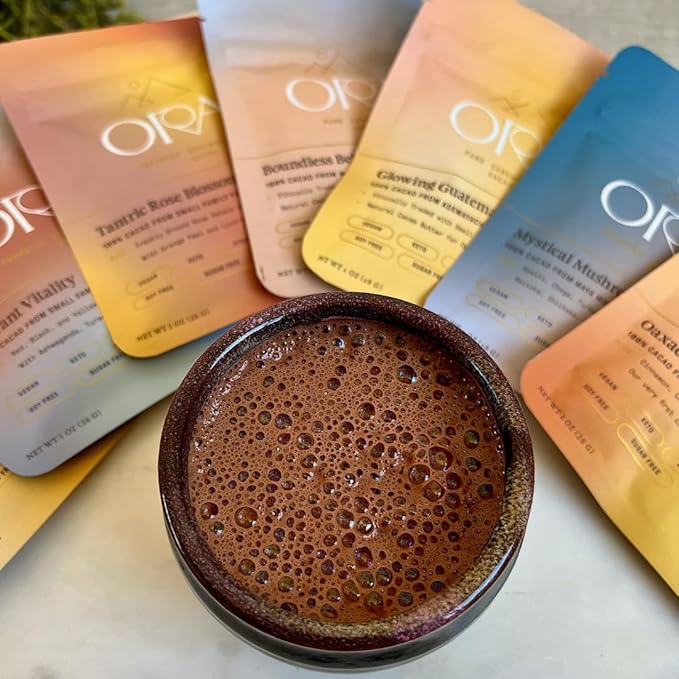 ORA Ceremonial Cacao - Pure Kit - Organic 100% Cacao - Ethical - Regenerative - High Flavanol - Coffee Alternative - Better Energy - Heavy Metals Tested - Unsweetened - 12-Pack