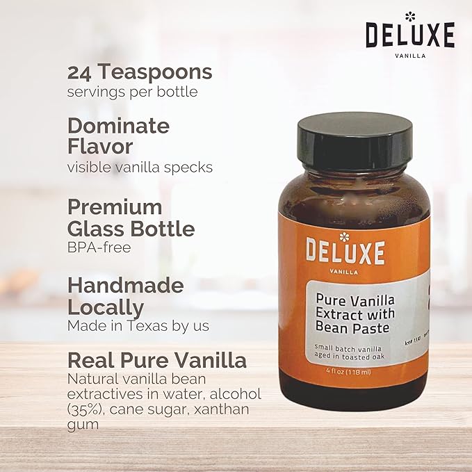 Vanilla Bean Paste for Baking ( 4oz )Made from Pure Vanilla Extract and Vanilla Bean Caviar. Small Batch Rich Creamy Flavor from Ugandan Beans