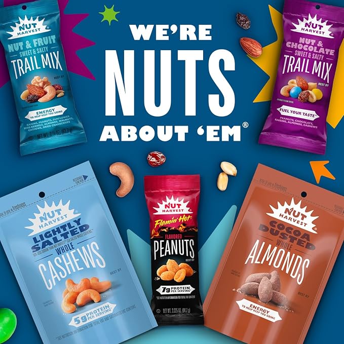 Nut Harvest, Sweet & Salty Cashews Variety Pack, 2.25 Ounce (Pack of 16)