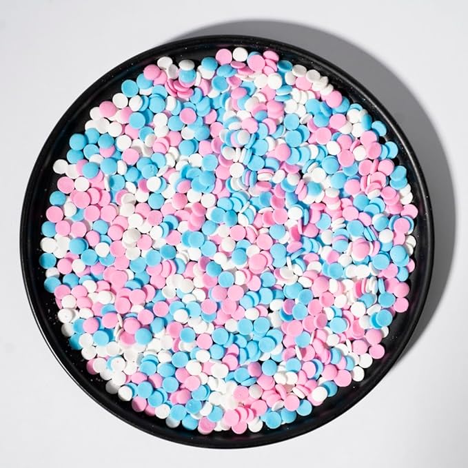 NIPEOR Christmas Rainbow Sprinkles Blue Pink White Confetti Sprinkles 3.53oz/100gEdible Sprinkle Topping Confetti Sprinkles, Round Cupcake Sprinkles for Cake Decorating, Candy Sprinkles and Ice Cream Toppings (Rainbow Confetti Blue Pink)