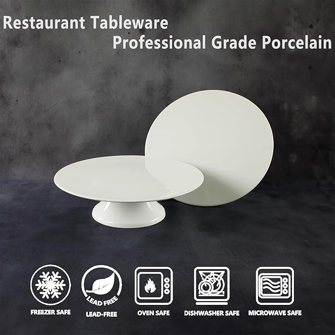 Porcelain Cake Stand, Round Dessert Stand, Cupcake Stand - Wedding and Birthday Decorating Cake Pedestal Stand - Dessert Display Serving Use at Parties, Restaurants, Birthday 13.8 Inch