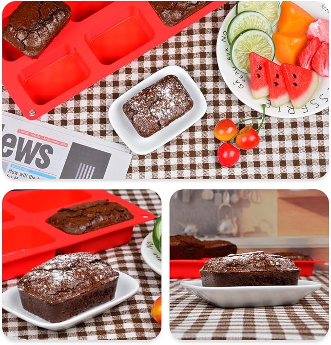 Silicone Mini Loaf pan, Mini Bread Pan Brownie Pan, 12 Cavities Nonstick Food Grade for Baking Bread, Brownie, Cornbread, Cheesecake and Chocolate (1 Pack)