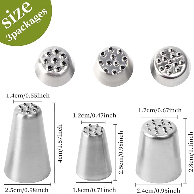 3pcs Grass Icing Nozzles Set,Cake Decorating Tips Piping Nozzles, Stainless Steel Pastry DIY Baking Tools