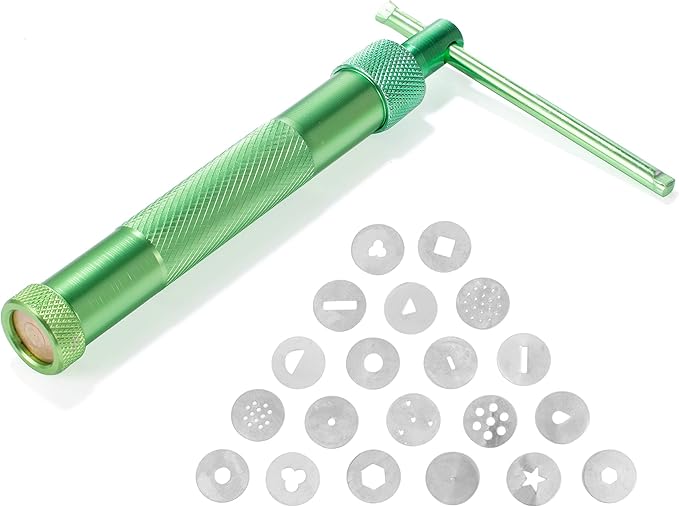 Eowpower Stainless Steel Clay Extruder with 20 Tips Sugar Paste for Cake Clay Decor Tool Set
