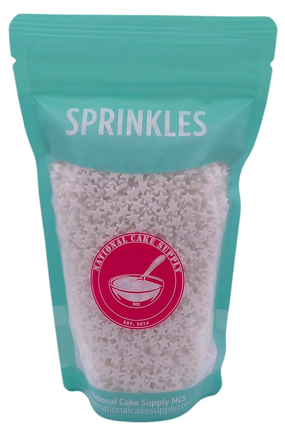 NCS White Stars Edible Sprinkles, 8 ounces