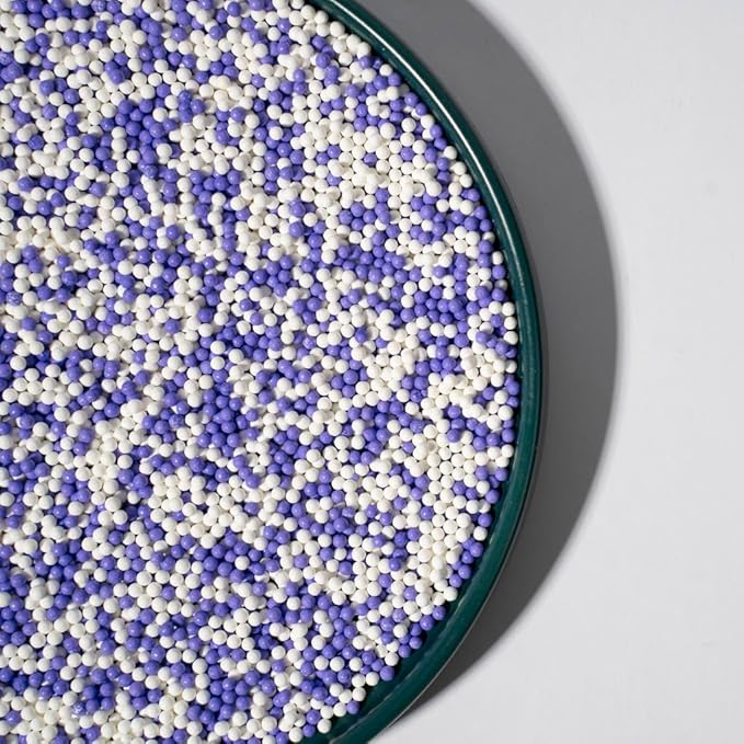 Christmas White Purple Sprinkles130g/4.6oz , White Purple Edible Pearl Sprinkles for Cake Decorations, Baking, Ice Cream, Cookies, Cupcake Topper Edible Pearls Sprinkles - 2mm White Purple Sugar Pearls for Cake Decorating(2mm purple white)