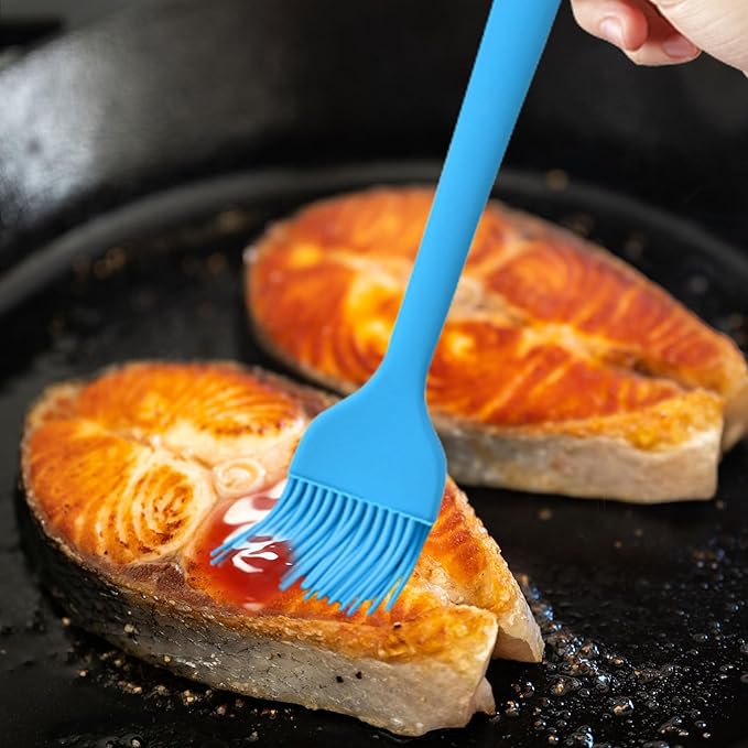 8 pieces basting brush for grilling,pastry brush,bbq basting brush,basting brush,rubber brush for cooking,basting brush for cooking,silicone bbq brush,barbecue sauce brush (blue)