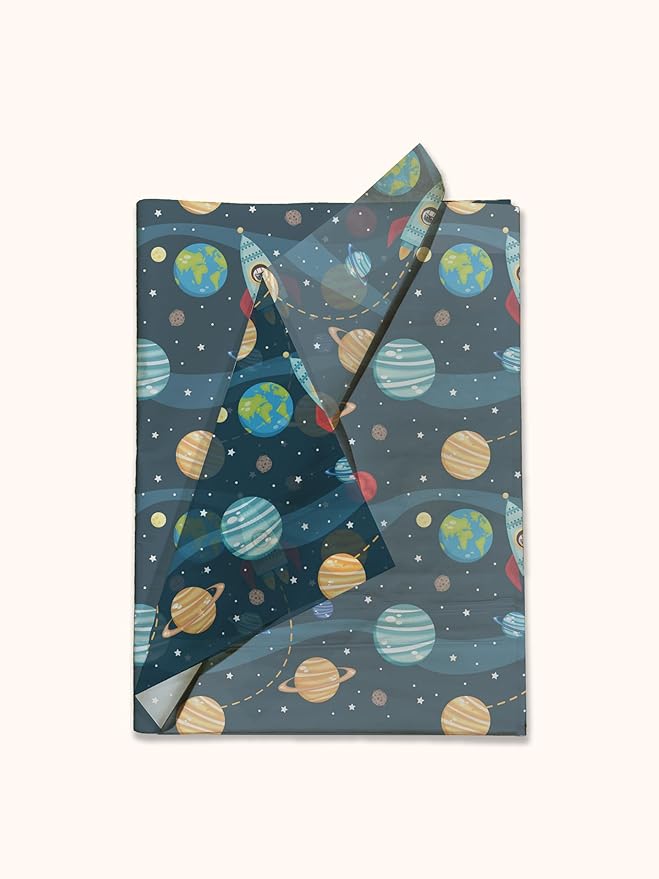 Pro Supply Global Space Astronaut Printed Tissue Paper for Gift Bags or Boxes and Wrapping - Bulk Decorative Art Tissue Paper for Packaging and Gifting | 24 Sheets 20" x 30"