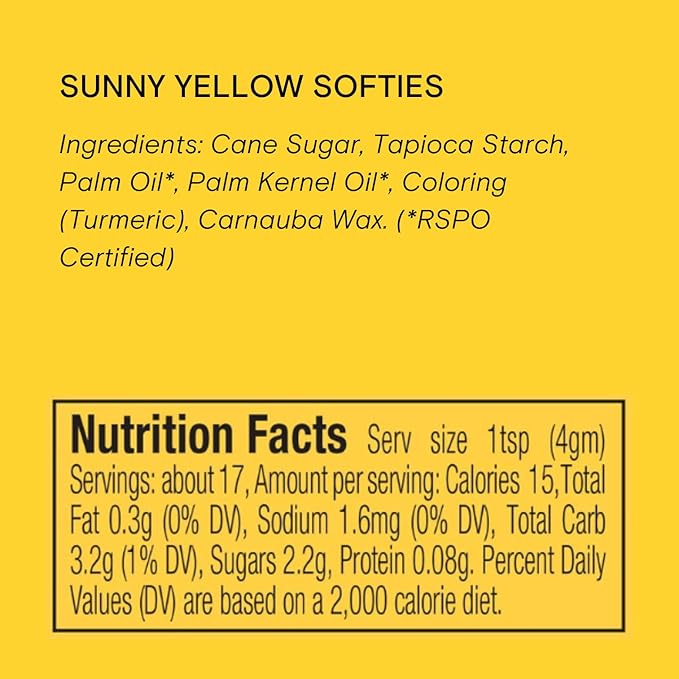 Sunny Yellow Softies Natural Sprinkles by Supernatural, Made in USA, No Artificial Dyes, Soy Free, Gluten Free, Vegan, 3oz