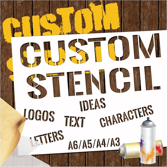 Custom Stencils for Spray Painting, Personalized with Logo/Text, Multi-Use Letter Stencils for Wood, Paper, Fabric, Ceramic, Plastic - A3 - Polyester Film - 11.7 x 16.5 inches