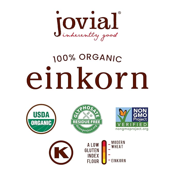 Jovial Organic Einkorn Unbleached All Purpose Flour - Bread Baking Flour for Sourdough, High Protein, Non-GMO, Organic Pizza & Pasta, European Italian, Glyphosate Free - 10 Lb