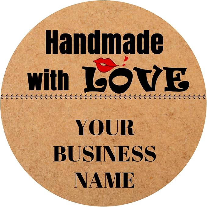 60-1000 pcs Custom Homemade with Love Sticker Tags,Personalize Business Logo Labels Thank You Kraft Label Stickers for Baking Packaging,Envelope Seals, Small Business (Kraft Paper 4)
