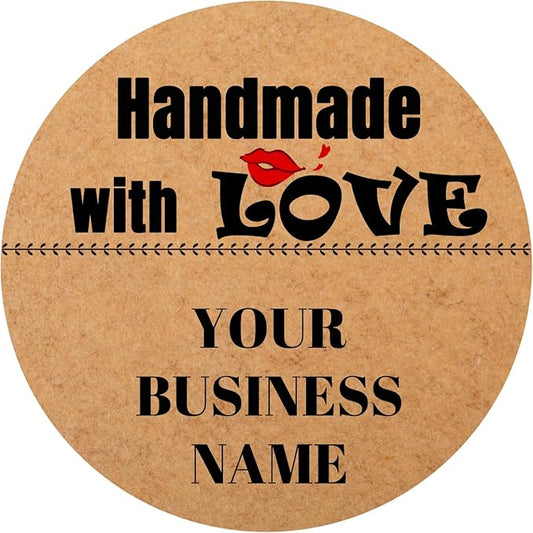 60-1000 pcs Custom Homemade with Love Sticker Tags,Personalize Business Logo Labels Thank You Kraft Label Stickers for Baking Packaging,Envelope Seals, Small Business (Kraft Paper 4)