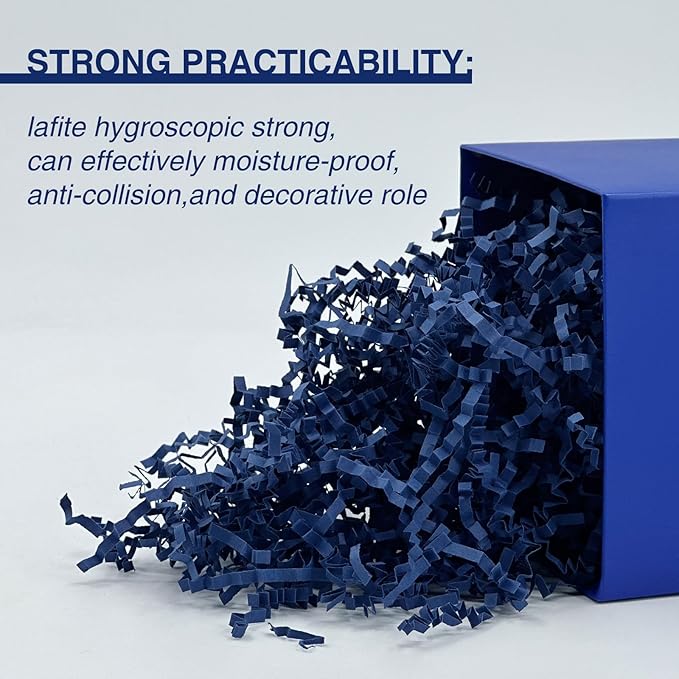 2LB Crinkle Cut Paper Shred Filler for Bag Gift Box Basket Confetti Paper Shreded Stuffing Decoration for Father's Day(Dark Blue)