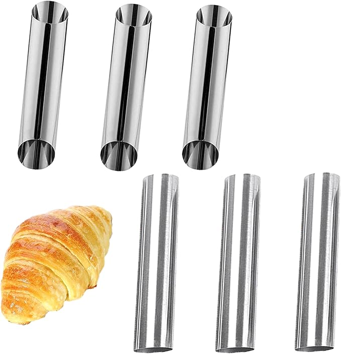 6 Pack Cannoli Tubes,Stainless Steel Cannoli Baking Mold,Forms Cream Roll Horn Mold for Danish Pastry,Cake,Croissant Shell
