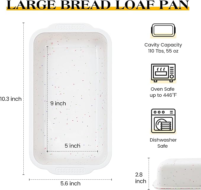 1 Pc Silicone Bread Loaf Pan Nonstick Silicone Loaf Pans for Baking 9x5 inch Large Bread Mold with Metal Reinforced Frame(Cream)