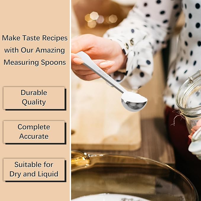 2PCS 1/2 Teaspoon(1/2tsp, 1/6tbsp, 2.5 ml) Single Measuring Spoon, Extra-long Handle Individual Measure Scoop, Stainless Steel Spoons Only