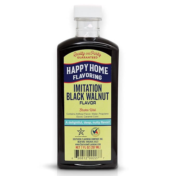 Happy Home Imitation Black Walnut Flavoring, Non-Alcoholic, Certified Kosher, 7 oz.