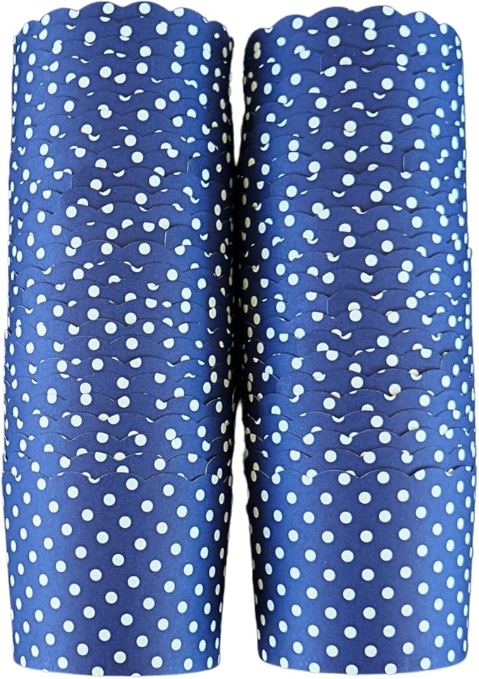 Paper Baking Cups (Polka Dots), Greaseproof Disposable Cupcake Liners (Navy Blue, Large Cups (50-Pack))