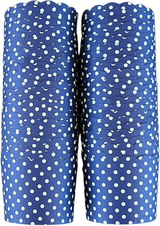 Paper Baking Cups (Polka Dots), Greaseproof Disposable Cupcake Liners (Navy Blue, Large Cups (50-Pack))