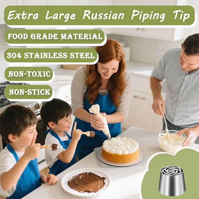 FANTEXY Extra Large Russian Piping Tip, Cake Decorating Kit, Frosting Piping Kit For Cake, Flower Cake Decoration, Russian Tips For Cake Decorating, SL42