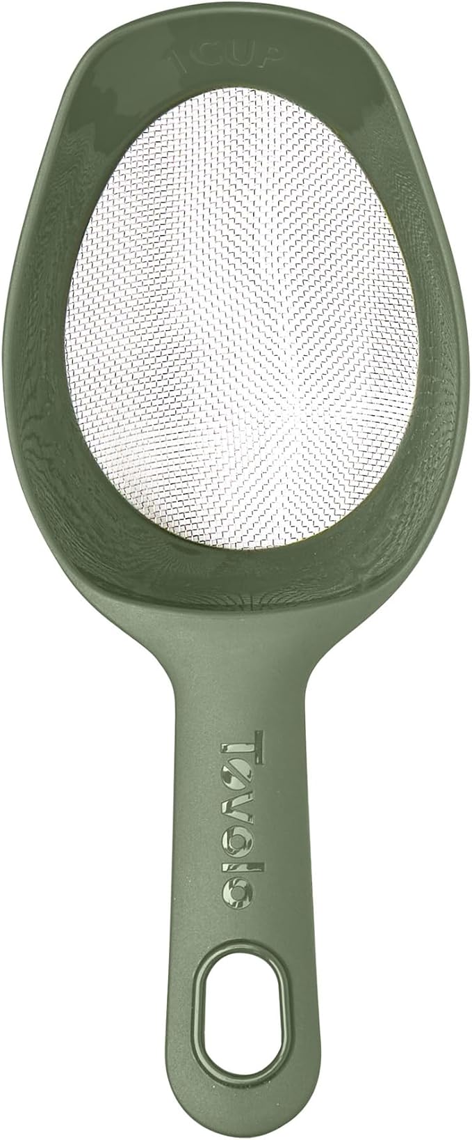 Tovolo Scoop & Sift, Ergonomic Fine Mesh Sieve Flour Sifter, Easy Scoop 1 Measuring Cup, Dishwasher-Safe Baking Tool for Dusting & Aerating, Thyme