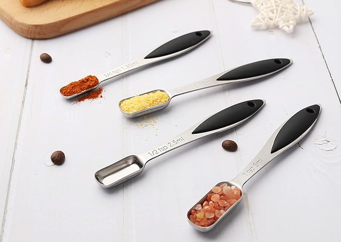 Measuring Spoons Set of 7 Stainless Steel Metal Measuring Spoons Heavy Duty Tablespoon for Measuring Dry and Liquid Ingredients Fits in Spice Jar