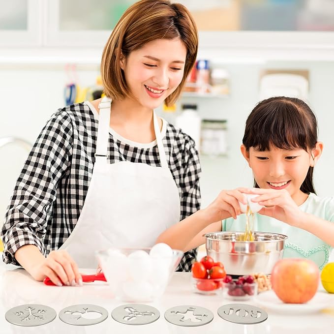 Nuenen 12 Pcs Christmas Cookie Press Set Cookie Press Discs Stainless Steel Stencils Metal Mold Disc for Baking Holiday Cakes Christmas Birthday Cake Decoration, 12 Style(Cute)