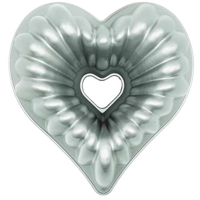 Kundalini Heart Shaped Cake Pans Charlotte Cake Mold Heart Shaped Fluted Cake Pan for Valentine’s Day Christmas Wedding Party 10inch Nonstick Heavy Duty Cake Pan