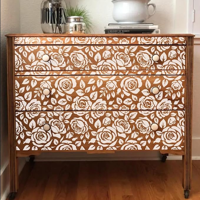 Stencils for Crafts Reusable Texture Stencils for Painting Floral/Leopard/Brick Stencil Mixed Medium Drawing Templates for Wood Furniture Wall Fabric Canvas Paper DIY Decor（16p/6+12in）