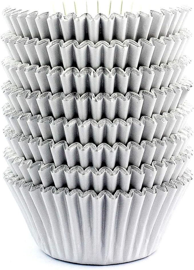 Eoonfirst Light Gray Foil Cupcake Case Liners Baking Muffin Paper Cups 200 Pcs