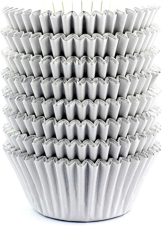 Eoonfirst Light Gray Foil Cupcake Case Liners Baking Muffin Paper Cups 200 Pcs