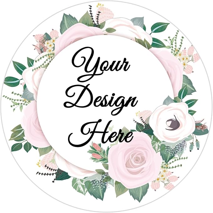 100-500 Pack Personalized Stickers Labels Floral Round Custom Labels with Your own Business Logo for Favors Wedding Birthday Party Baby Shower(Design 19)