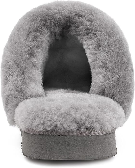 Parfeying Women's Sheepskin House Slippers Indoor Outdoor Shearling Shoes for Women