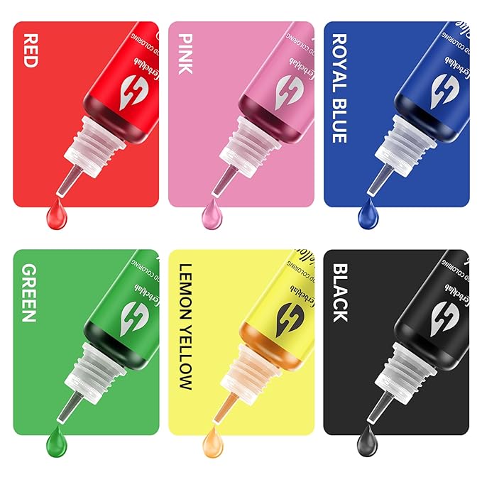 Oil Based Food Coloring for Chocolate 6 Colors x 10 ml Concentrated Oil Food Coloring for Melting Chocolate Candy Melts Cake Pops Strawberries